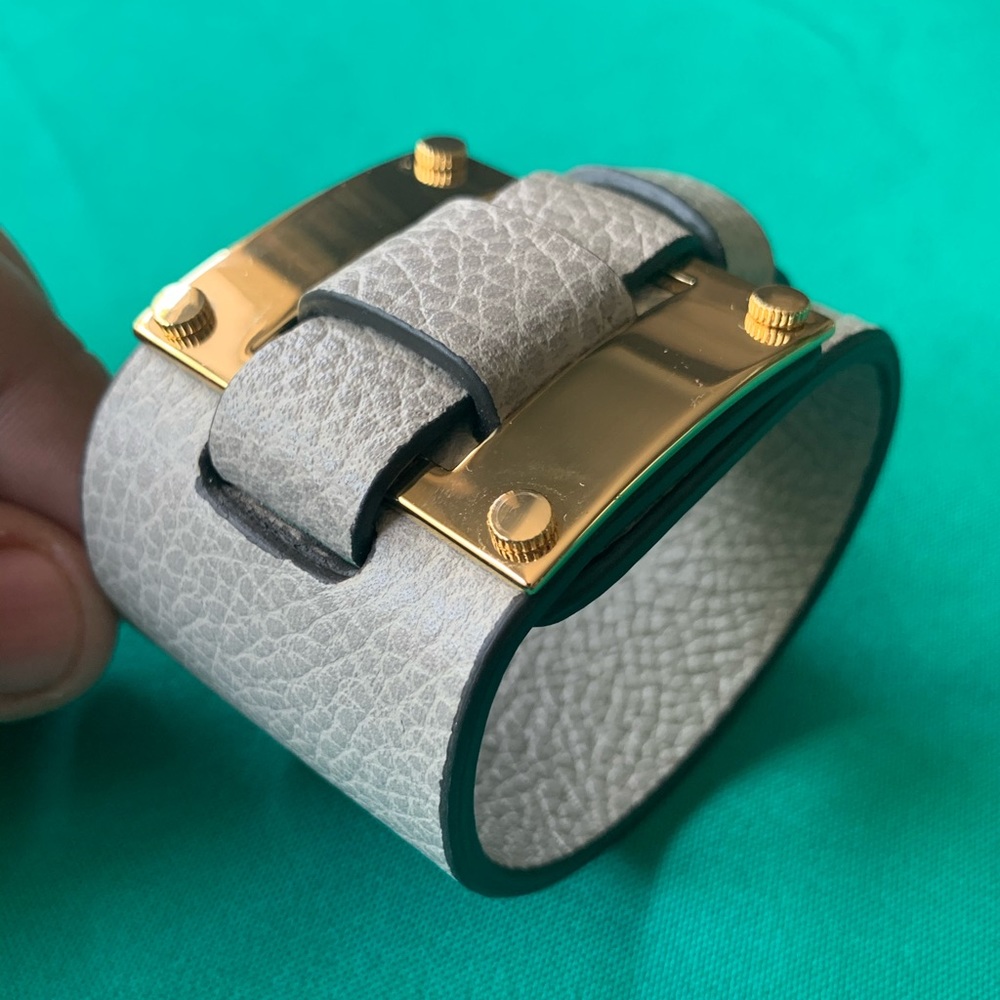 India Hicks Taupe Leather Cuff